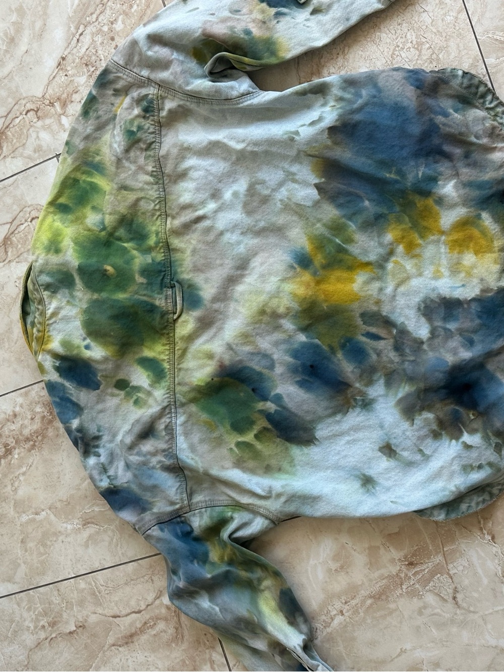 Zara Tie-Dye Denim Jacket in Green & Blue - Picture 8 of 12